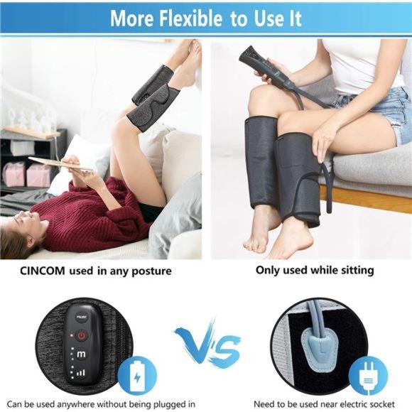 Rechargeable Leg Massager for Circulation, Wireless Air Leg Compression Massager - Picture 3 of 6